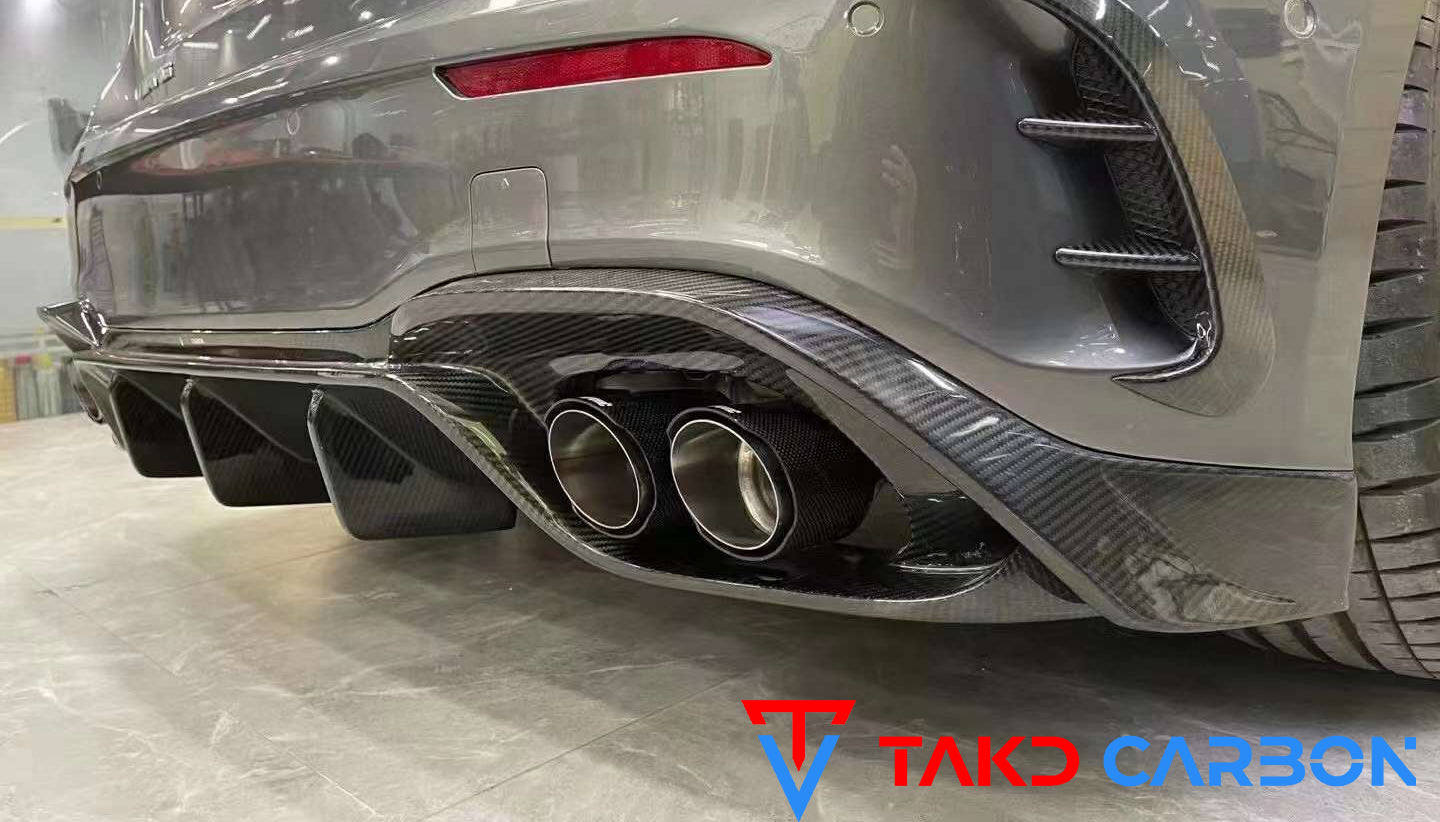 TAKD Carbon Fiber Rear Bumper Canards for Mercedes Benz A45 A35 A250 Hatchback W177 2019-ON