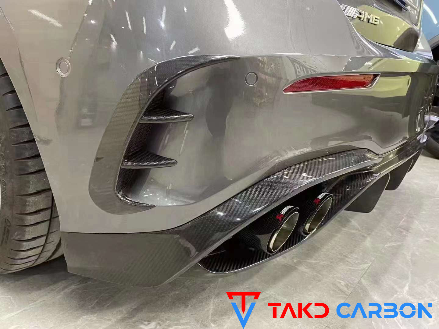 TAKD Carbon Fiber Rear Bumper Canards for Mercedes Benz A45 A35 A250 Hatchback W177 2019-ON