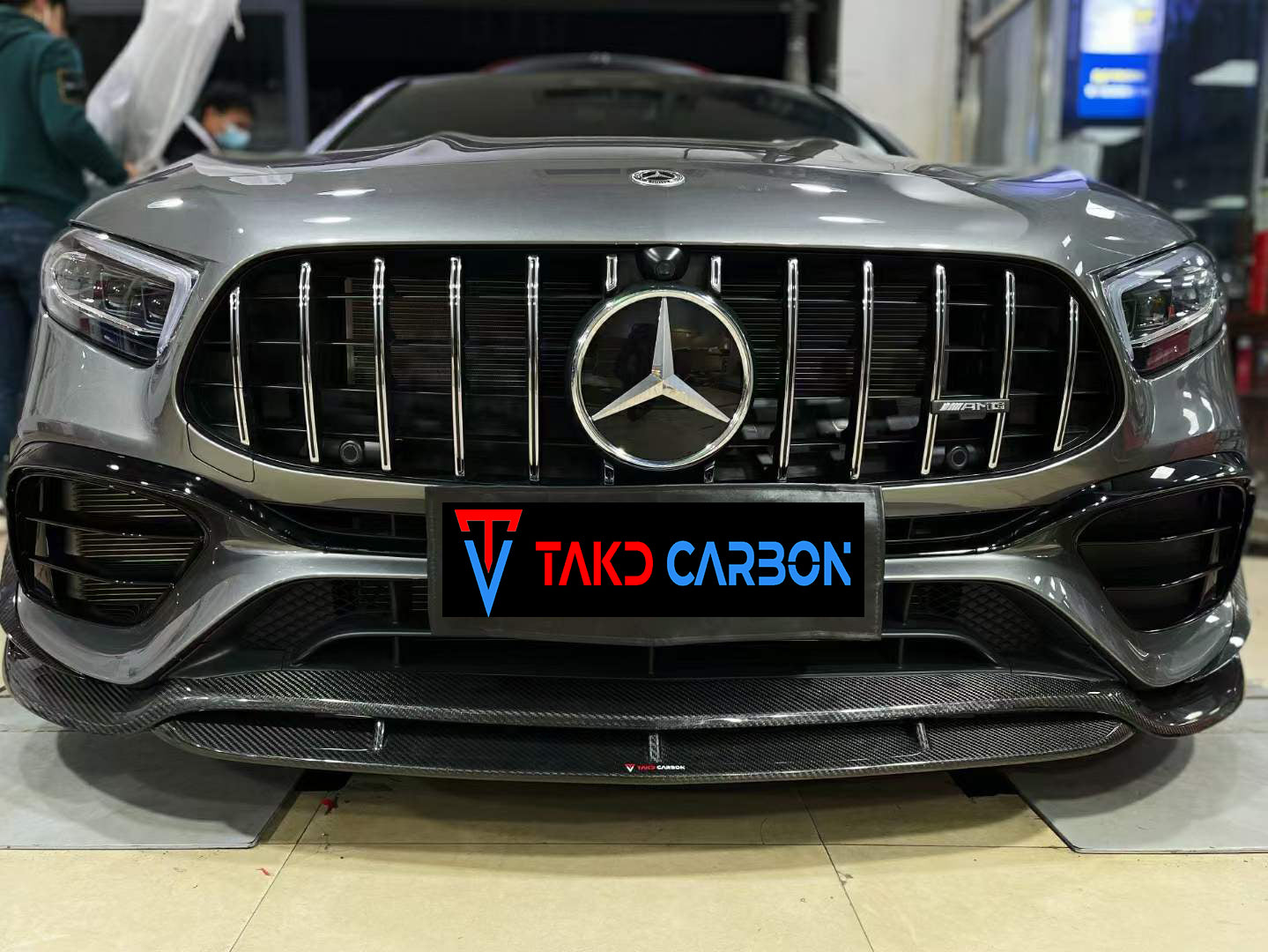 TAKD Carbon Fiber Front Lip Splitter for Mercedes Benz A45 Hatchback W177 2019-ON