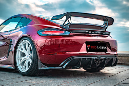 TAKD Carbon Dry Carbon Fiber Rear Diffuser & Canards for Porsche 718 Boxster / Cayman