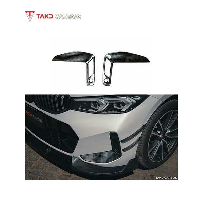 TAKD Carbon Fiber Front Bumper Upper Valences Trim for BMW 3 Series G20 330i M340i 2023-ON LCI