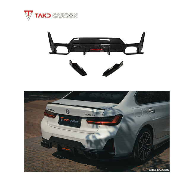 TAKD Pre-preg Carbon V2 Rear Diffuser & Canards for BMW 3 Series 330i M340i G20 G28 LCI