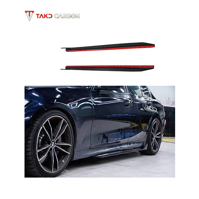 TAKD Carbon Carbon Fiber Side Skirts Ver.2 for BMW 3 Series G20 330i M340i 2019-ON