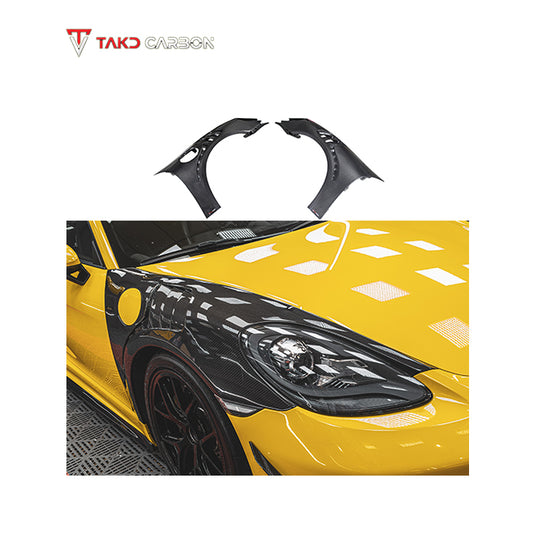 TAKD Carbon Dry Carbon Fiber Front Fenders for Porsche 718 Boxster / Cayman