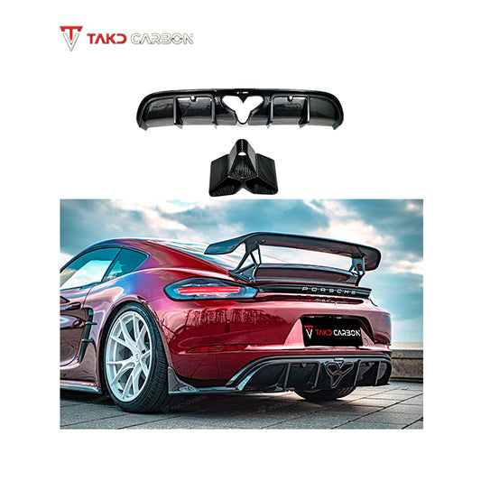 TAKD Carbon Dry Carbon Fiber Rear Diffuser & Canards for Porsche 718 Boxster / Cayman