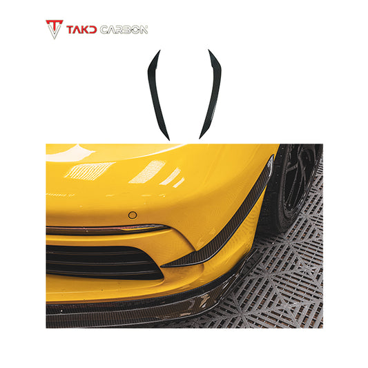 TAKD Carbon Dry Carbon Fiber Front Bumper Canards for Porsche 718 Boxster / Cayman