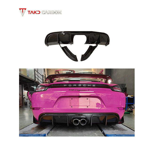 TAKD Carbon Dry Carbon Fiber Rear Diffuser & Canards Ver.2 for Porsche 718 Boxster / Cayman