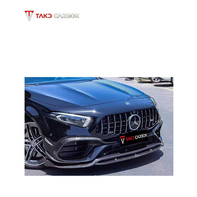 TAKD Carbon Fiber Front Lip Splitter for Mercedes Benz A45 Hatchback W177 2019-ON