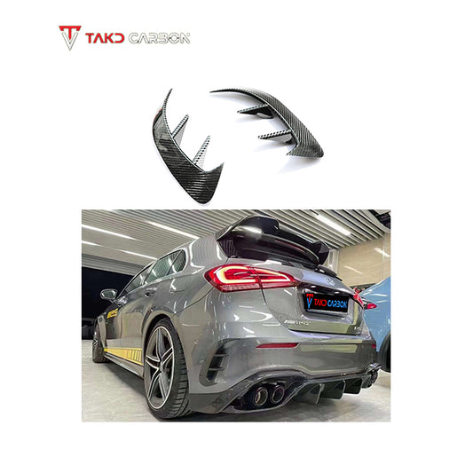 TAKD Carbon Fiber Rear Bumper Canards for Mercedes Benz A45 A35 A250 Hatchback W177 2019-ON