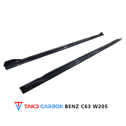 TAKD Carbon Dry Carbon Fiber Side Skirts for Mercedes Benz C Class W205 C300 C43 C63 C63S 2015-ON Coupe 2 Door Sedan 4 Door