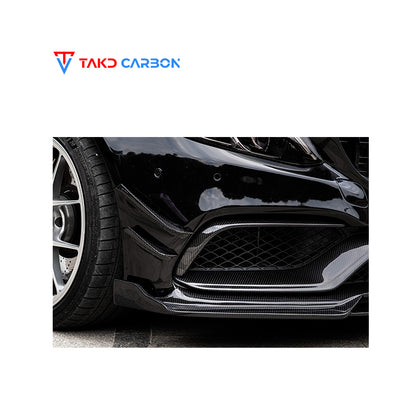 TAKD Carbon Dry Carbon Fiber Front Bumper Canards for Mercedes Benz W205 C63 C63S 2019-ON Coupe 2 Door Sedan 4 Door