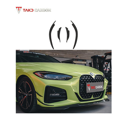 TAKD Carbon Dry Carbon Fiber Front Bumper Canards for BMW 4 Series G22 G23 430i M440i 2020-ON