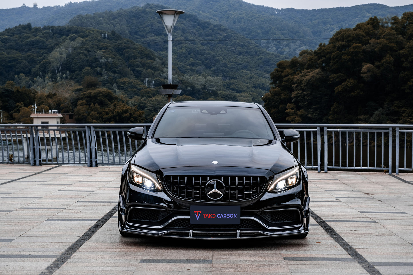 TAKD Carbon Dry Carbon Fiber Front Lip for Mercedes Benz W205 C63 C63S 2015-ON Coupe 2 Door Sedan 4 Door