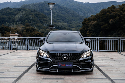 TAKD Carbon Dry Carbon Fiber Front Lip for Mercedes Benz W205 C63 C63S 2015-ON Coupe 2 Door Sedan 4 Door